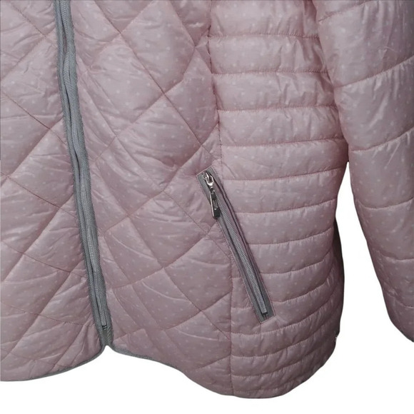 Claire France Water Repellant Wind Resistant Hooded Puffer Coat Jacket Pink  4X - Picture 5 of 14